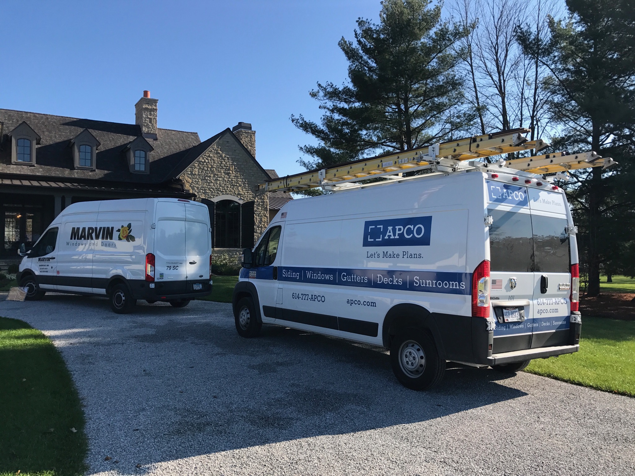 apco window installation trucked parked in driveway