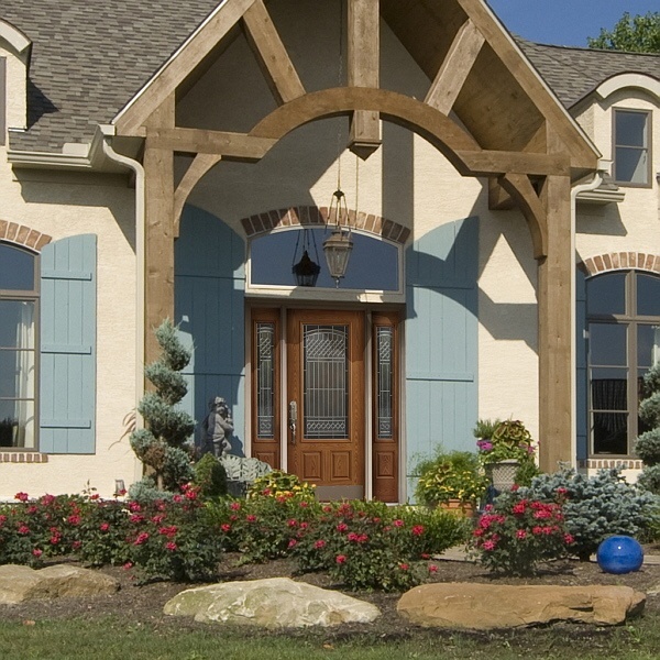 ProVia fiberglass door and sidelites with Crystal style glass won't warp like a wood door in direct heat.