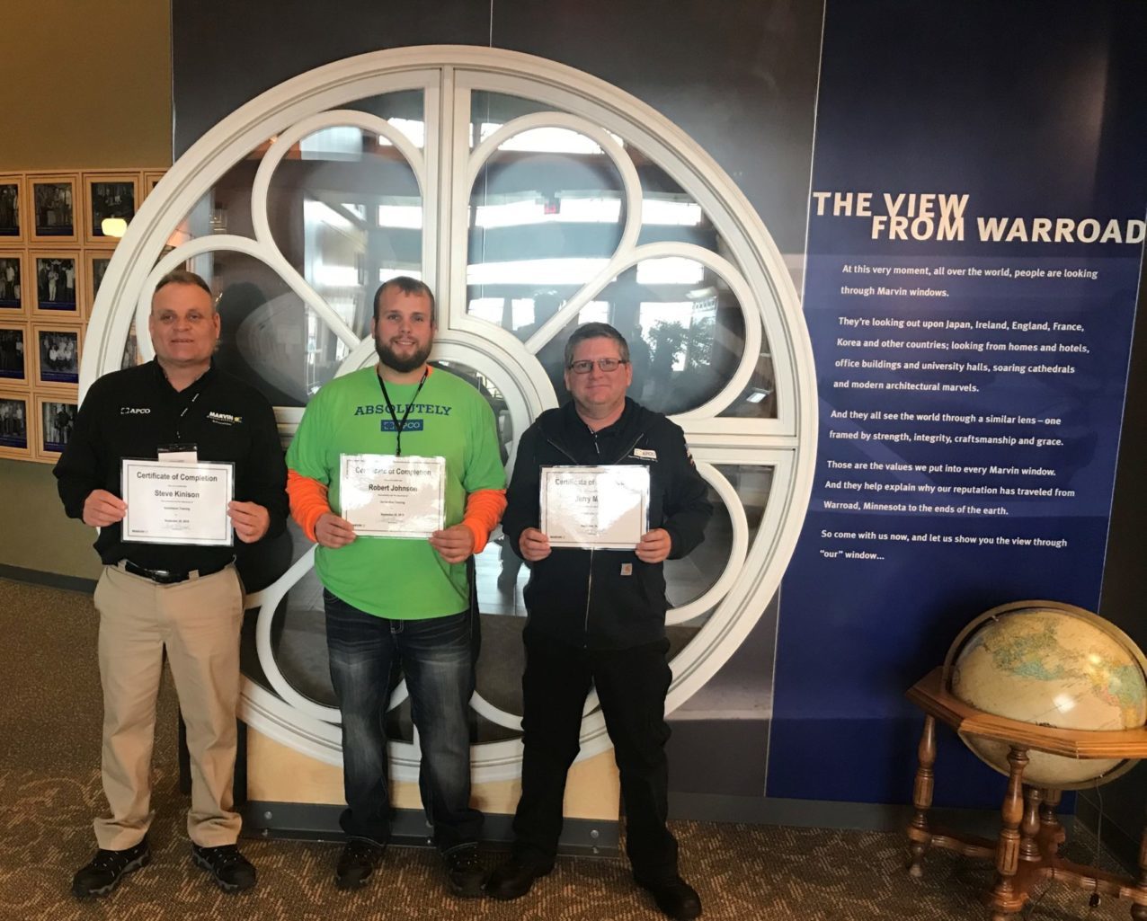 Two more APCO installers and an APCO production manager become officially certified in window and door installation after an all-expense-paid trip to Warroad, Minnesota.