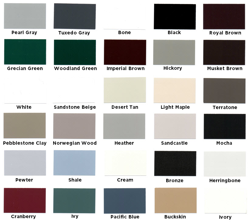 aluminum gutter color chart