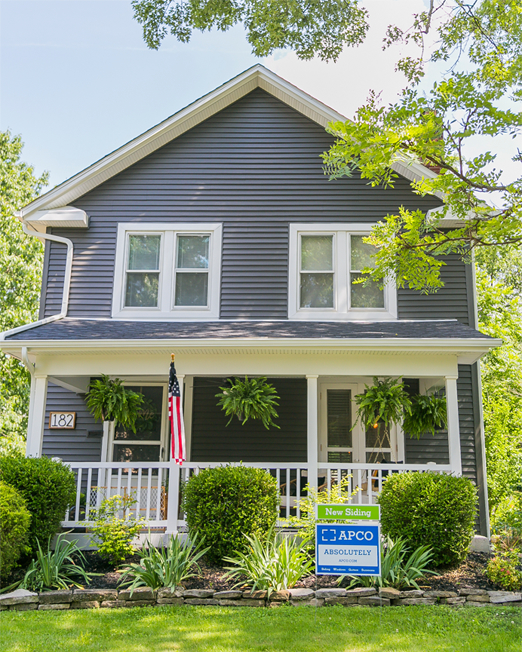 home with new siding installed by APCO